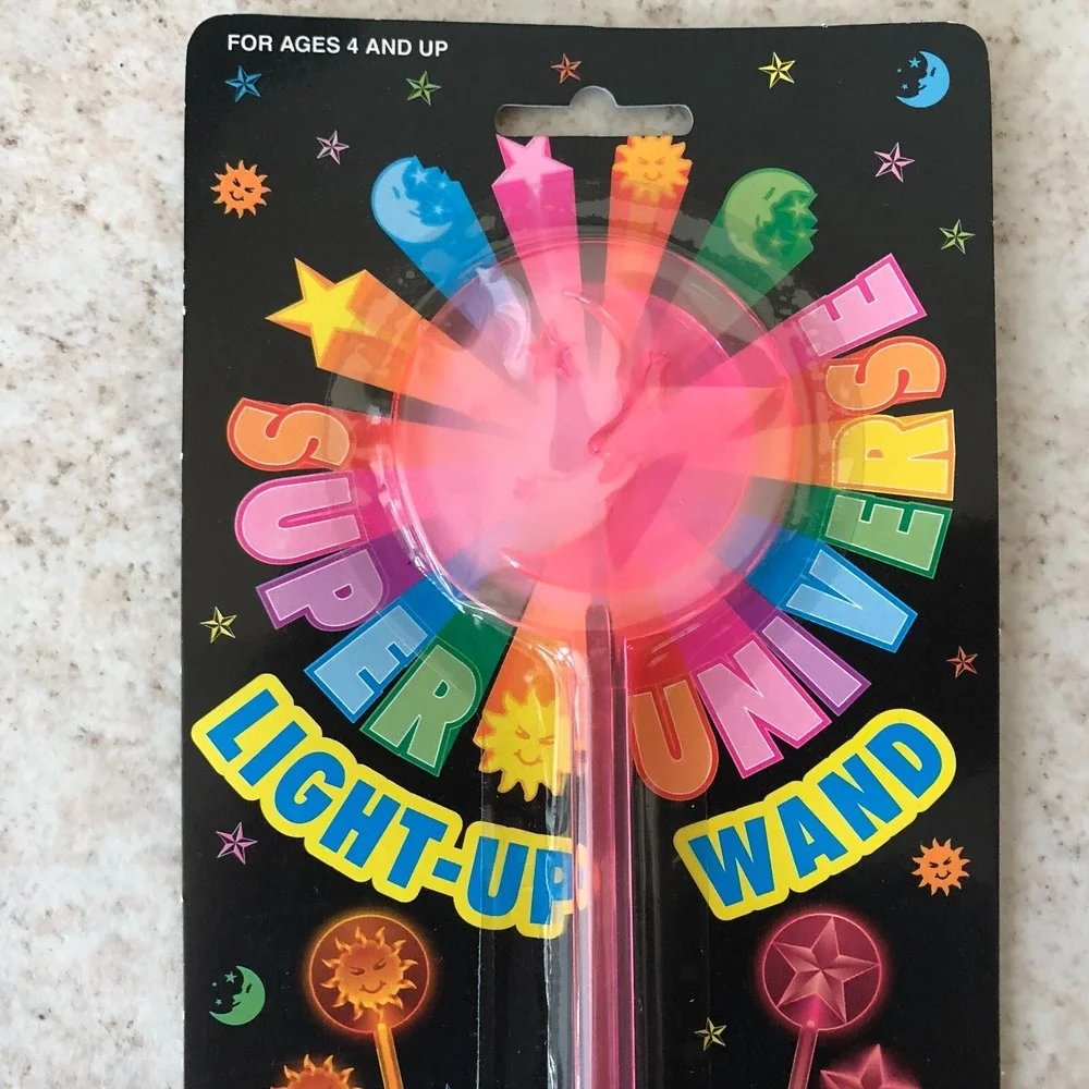 Lot of 4 Vintage Moon Light Up Wands New in Package Pink Yellow